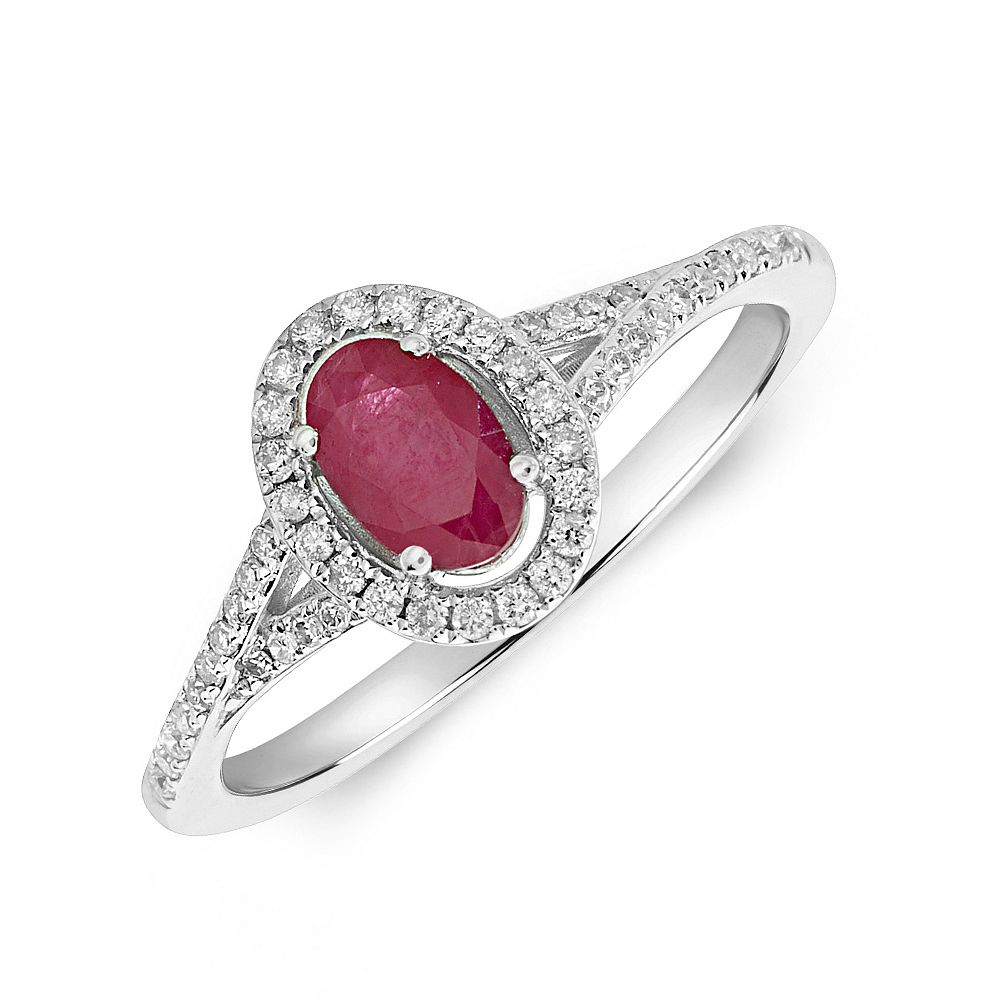 Gemstone Ring With 0.55ct Oval Shape Ruby and Diamonds