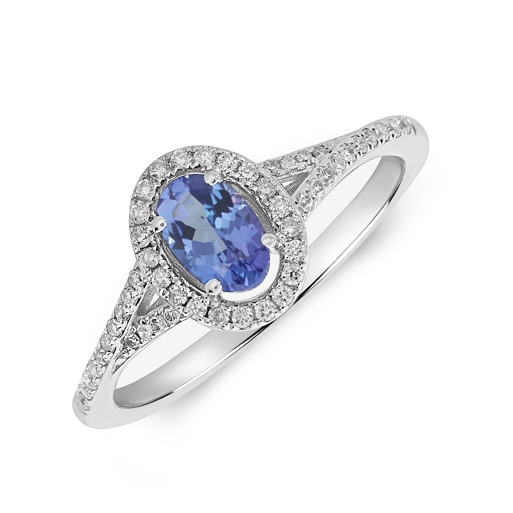 Gemstone Ring With 0.50ct Oval Shape Tanzanite and Diamonds