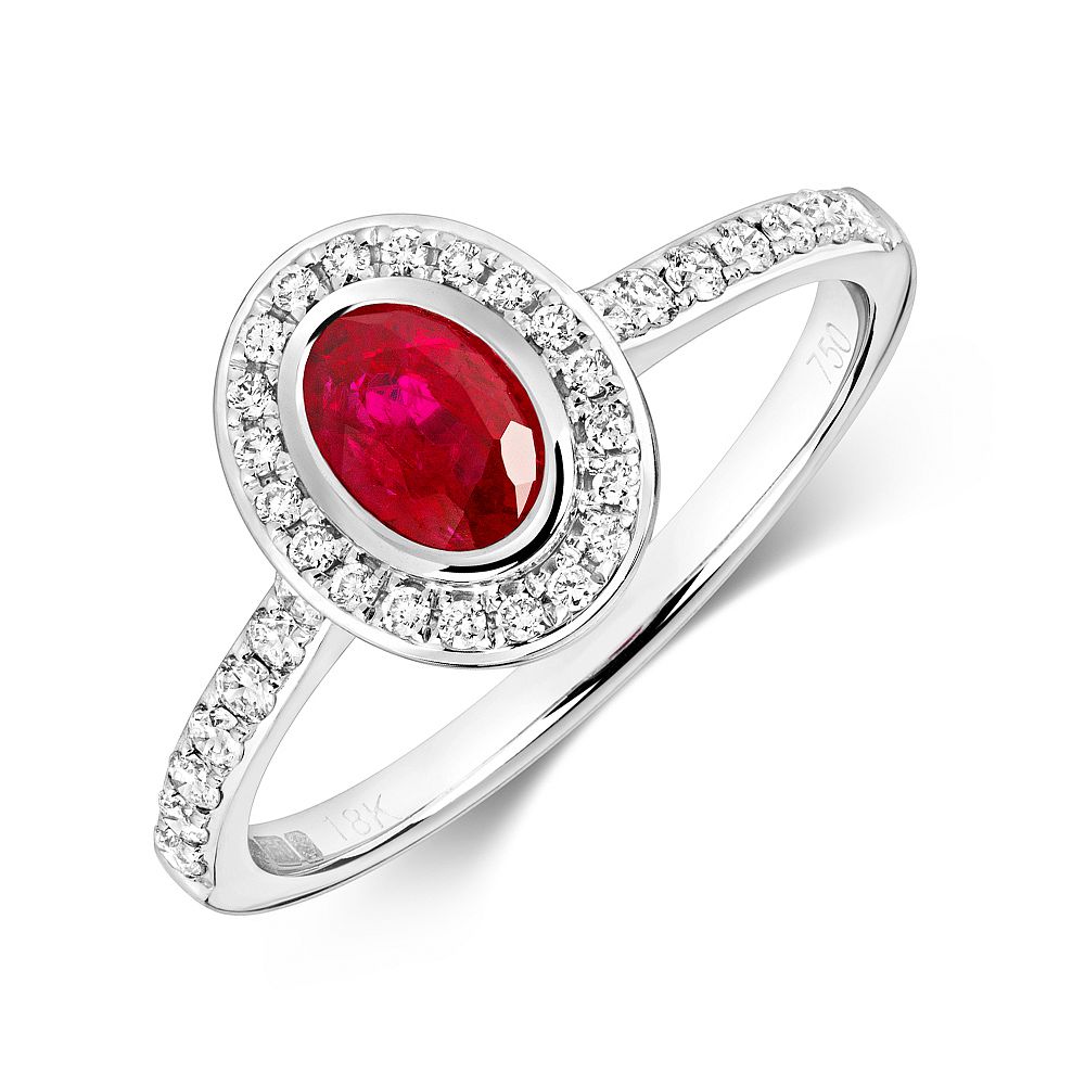 Gemstone Ring With 0.45Ct Oval Shape Ruby And Diamonds | Abelini