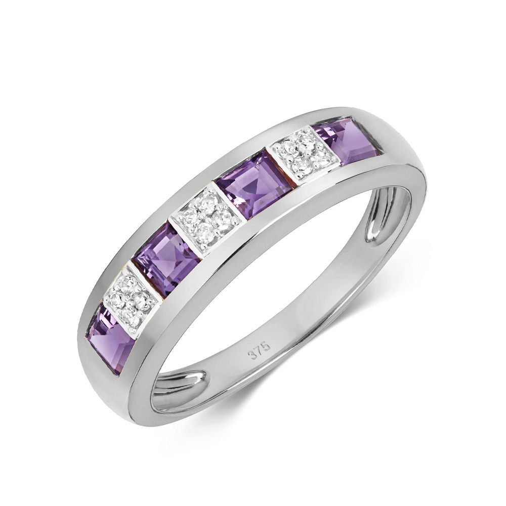 Lab Grown Diamond Cluster Lab Grown Diamond and Amethyst rings