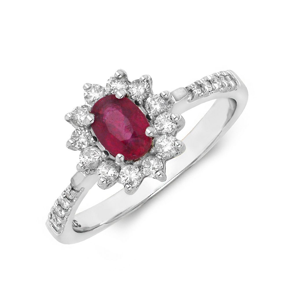 Gemstone Ring With 0.35ct Oval Shape Ruby and Diamonds