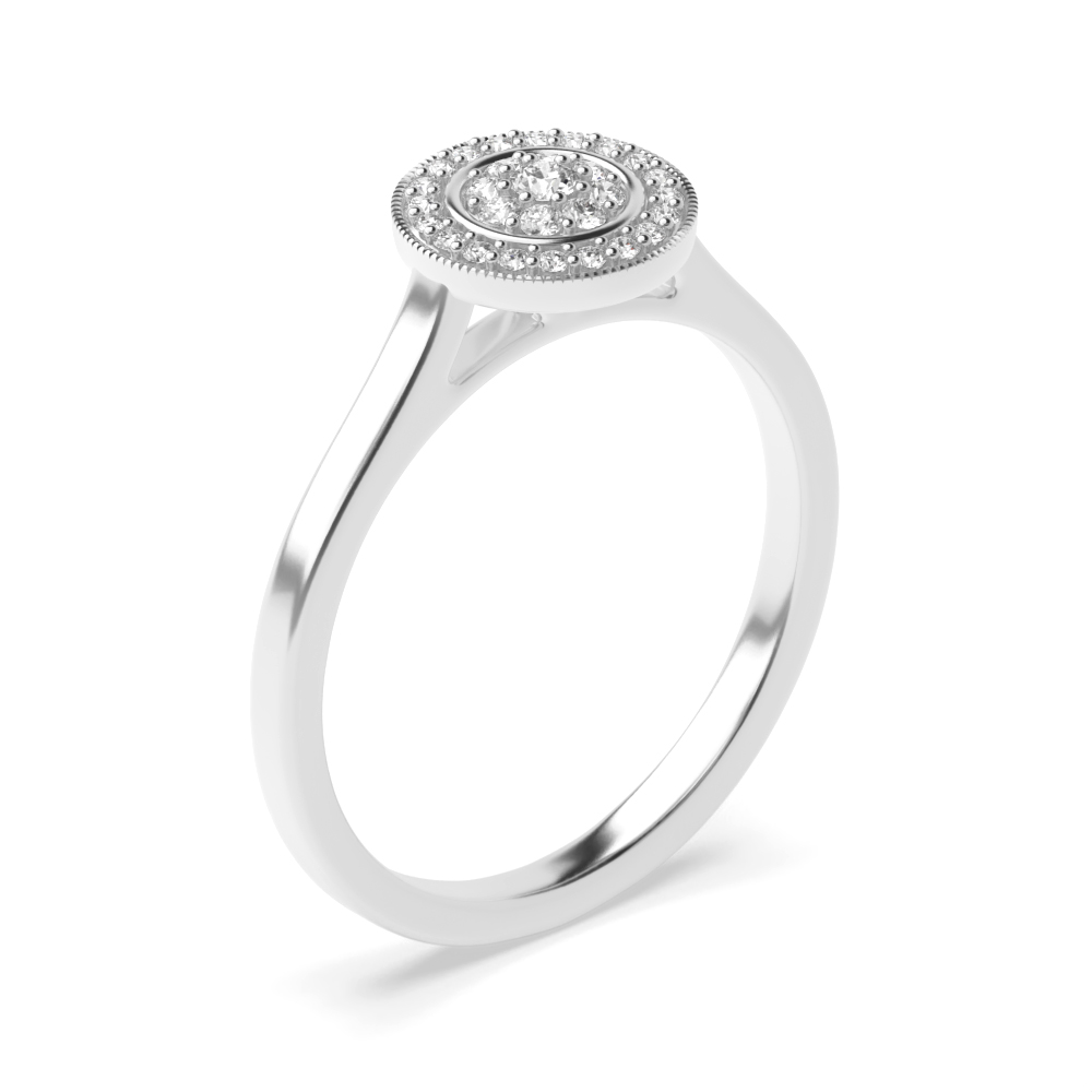 Classic Halo Diamond Cluster Diamond Ring (7.0mm)
