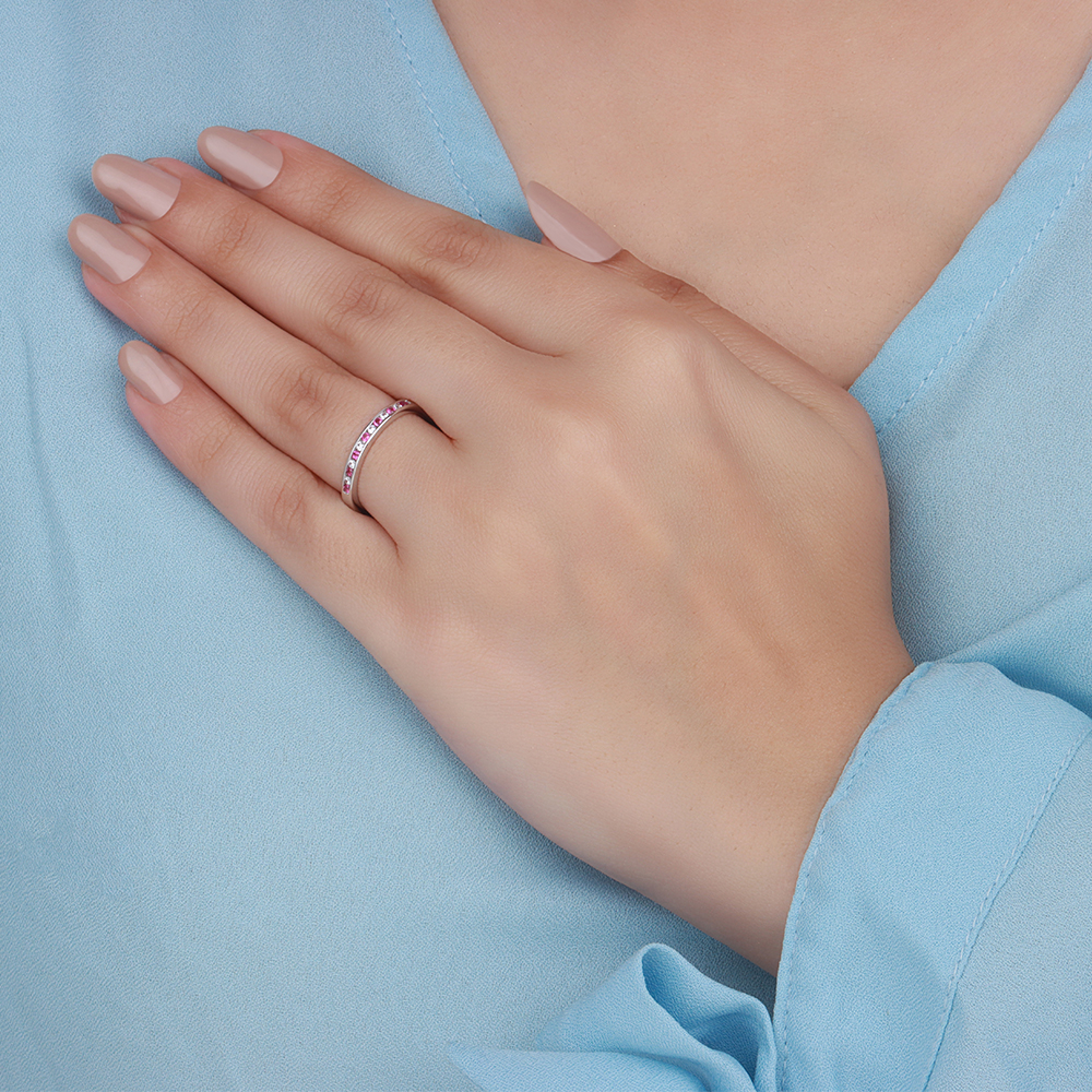 Channel Setting Round White Gold 2.00mm diamond and Naturally Mined Gemstone Diamond Rings