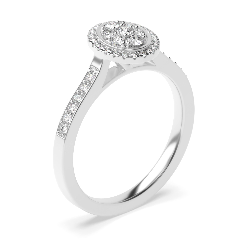 4 Prong Oval Shape Diamond Cluster Diamond Ring (7X10Mm, 9X10Mm)