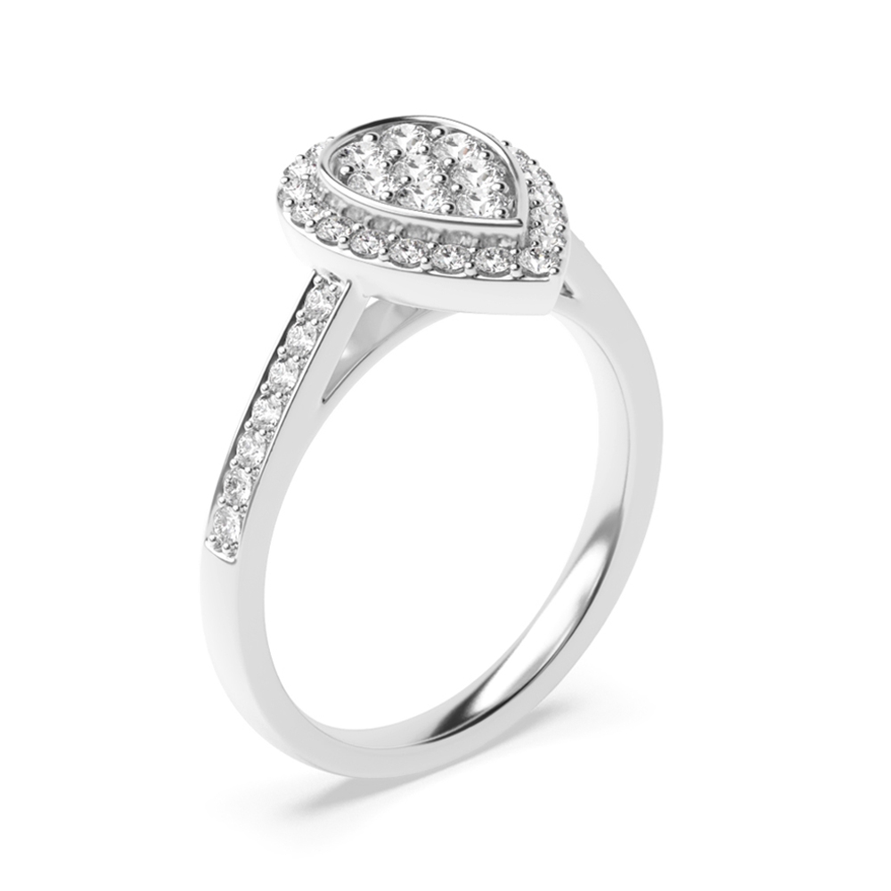 4 Prong Pear Shape Diamond Cluster Diamond Ring (10x7mm, 10x8mm, 12x9mm)