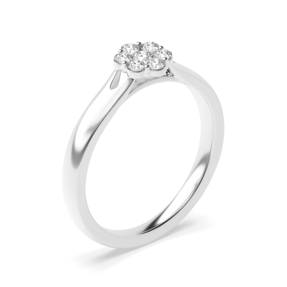 4 Prong Flower Style Diamond Cluster Diamond Ring (5.0mm, 6.0mm, 7.0mm)