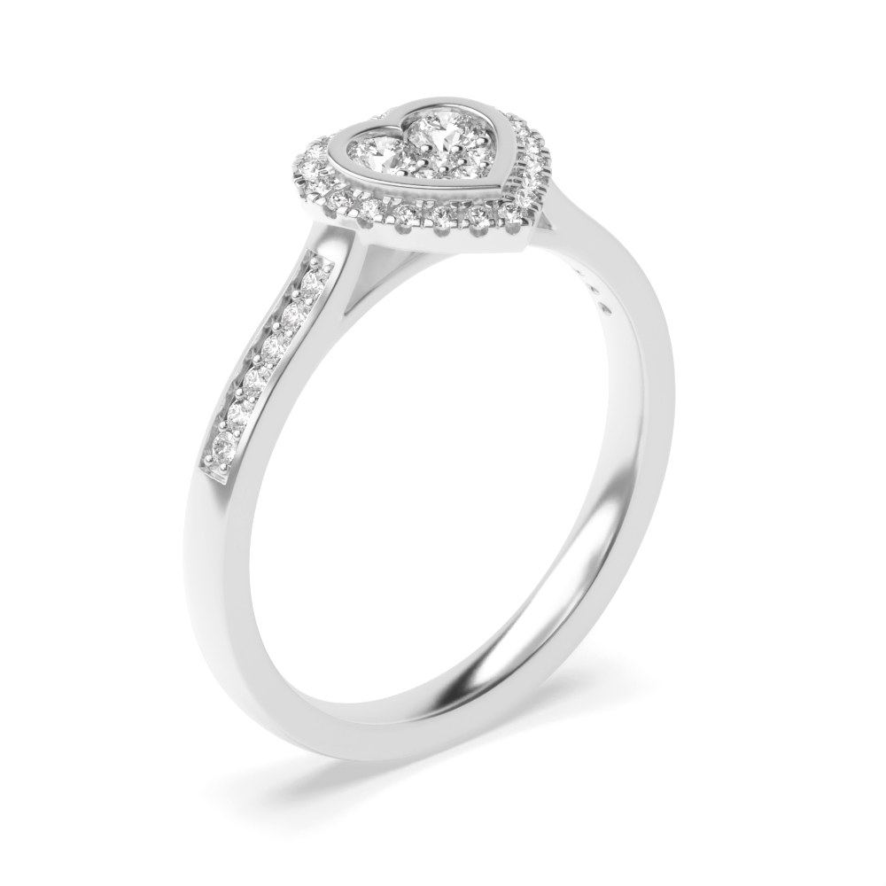 4 Prong Heart Shape Diamond Cluster Diamond Ring (8x8mm, 9x9mm)