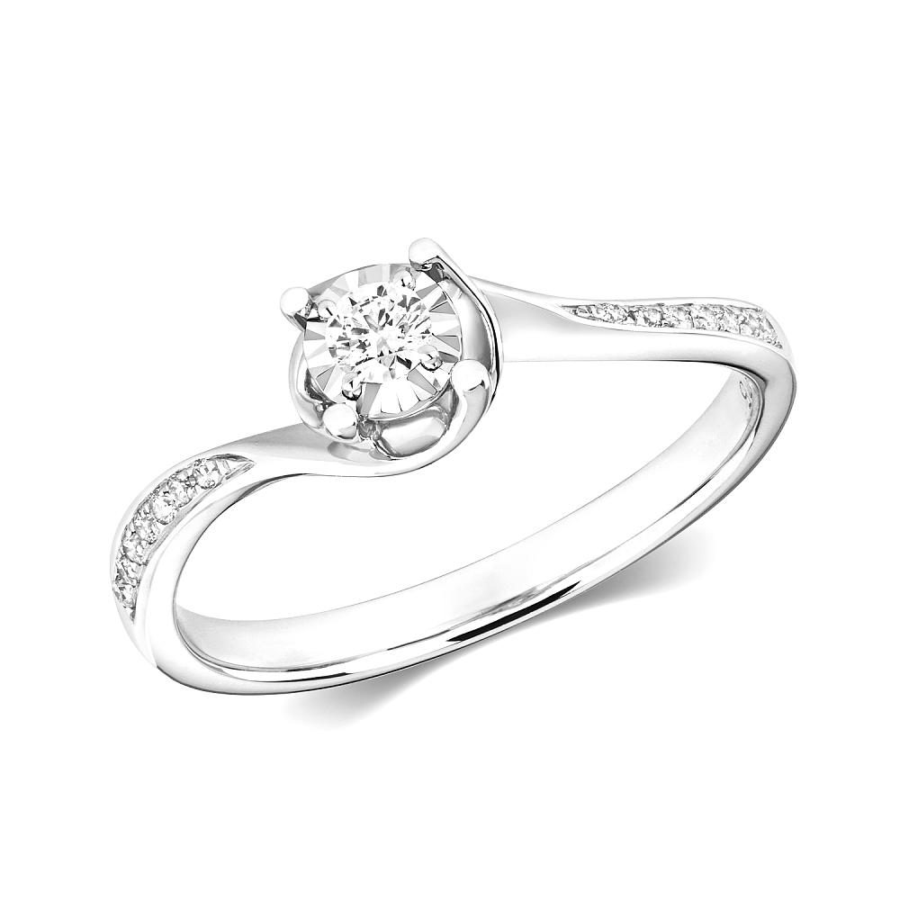 Illusion Set Side Stone Diamond Cluster Diamond Ring (5.0mm, 6.5mm)