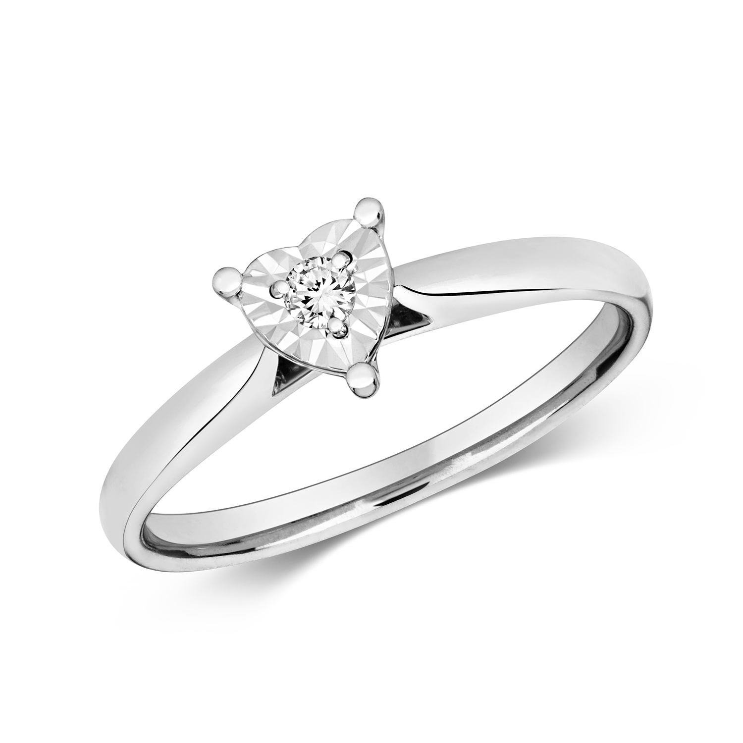 Illusion Set Heart Shape Diamond Engagement Ring (5x5mm)