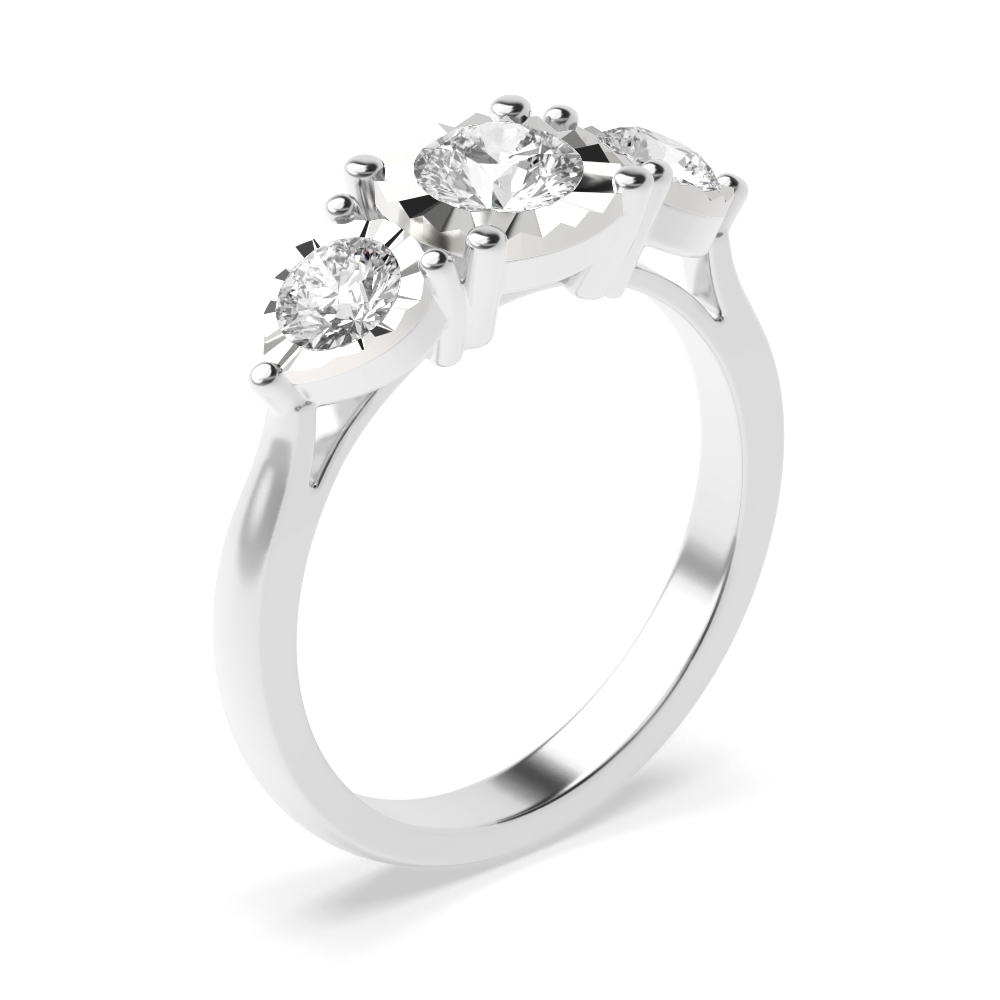Cushion And Pear Shape Trilogy Illusion Set Diamond Ring (5.0Mm)