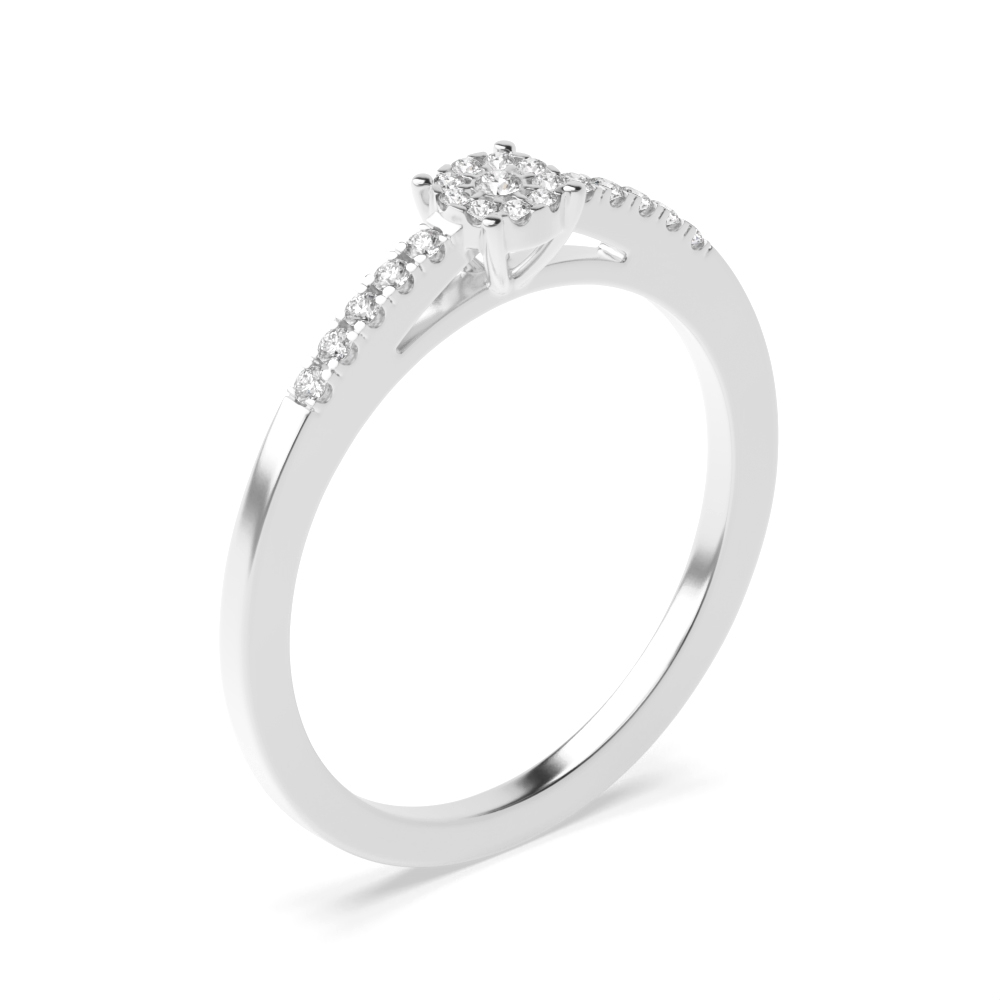 Side Stone Halo Illusion Set Engagement Ring (4.0mm & 5.0mm)