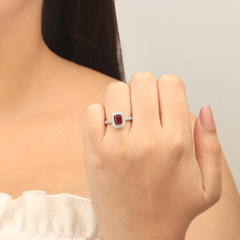 4 Prong Emerald Rose Gold Halo milligrain diamond and Naturally Mined Diamond Gemstone Engagement Rings