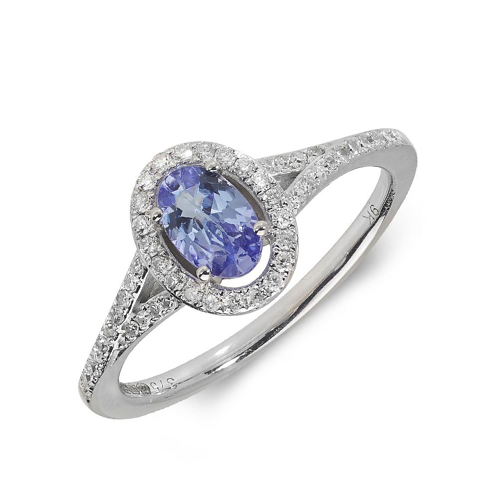 Gemstone Ring With 0.5ct Oval Shape Tanzanite and Diamonds