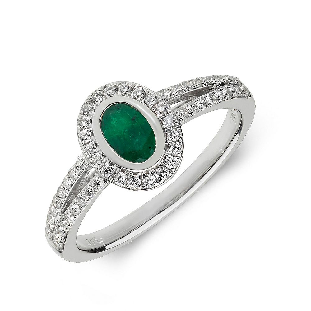 Gemstone Ring With 0.5ct Oval Shape Emerald and Diamonds