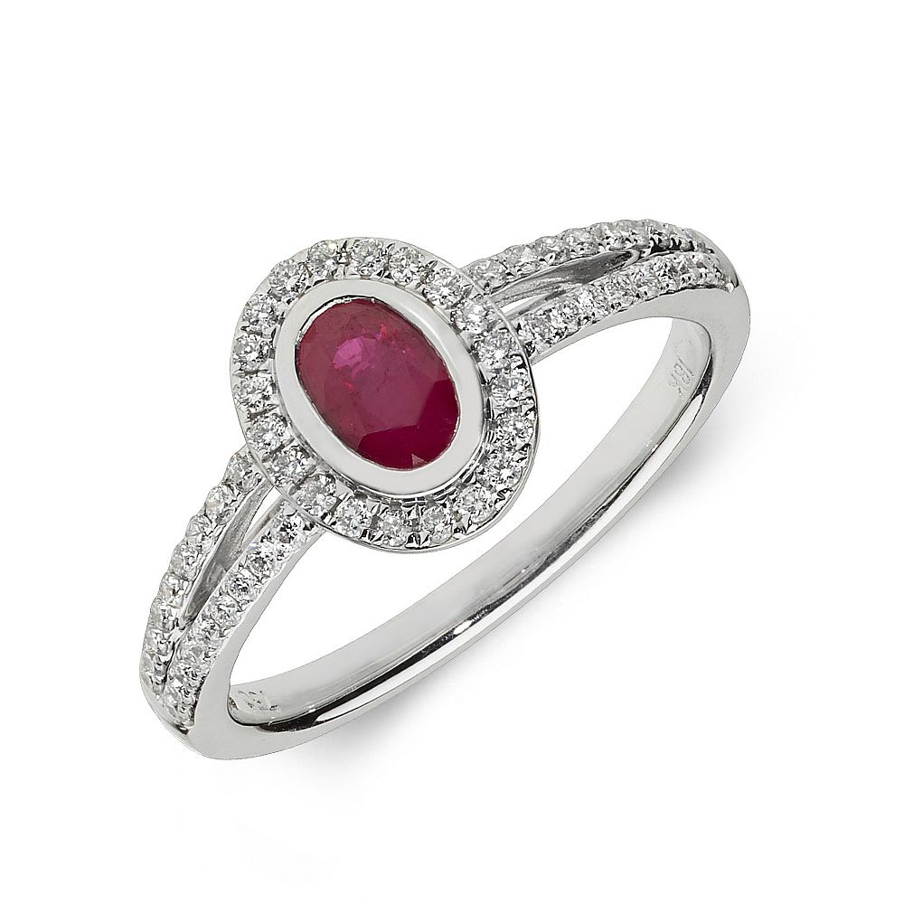 Gemstone Ring With 0.5ct Oval Shape Ruby and Diamonds