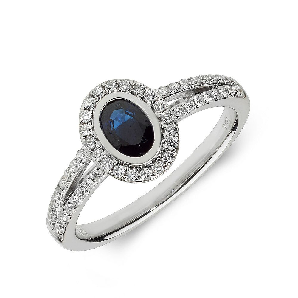 Gemstone Ring With 0.5Ct Oval Shape Blue Sapphire And Diamonds