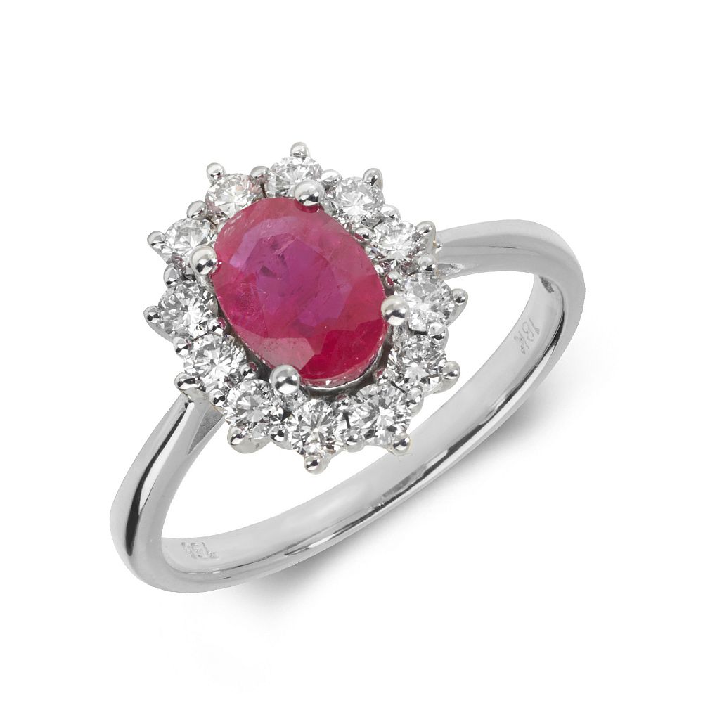 Gemstone Ring With 1Ct Oval Shape Ruby And Diamonds | Abelini