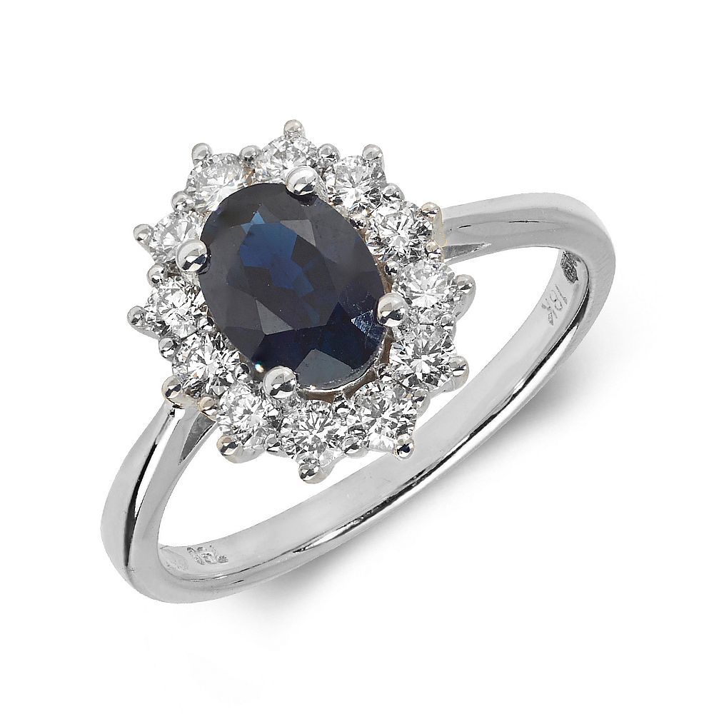 Gemstone Rings With 1Ct Oval Shape Blue Sapphire And Diamonds