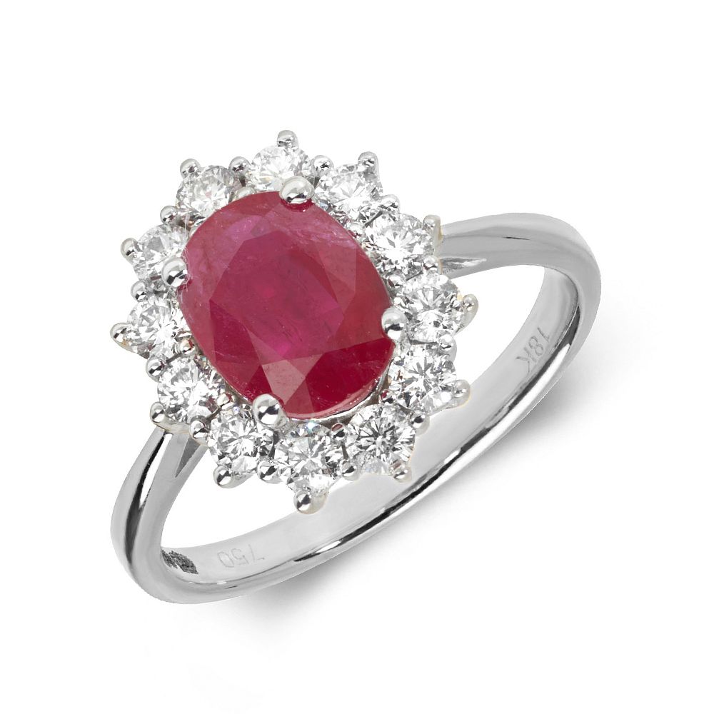 Gemstone Ring With 1.5ct Oval Shape Ruby and Diamonds