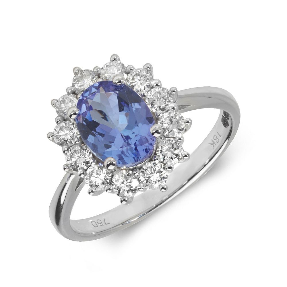 Gemstone Ring With 1.5ct Oval Shape Blue Topaz and Diamonds