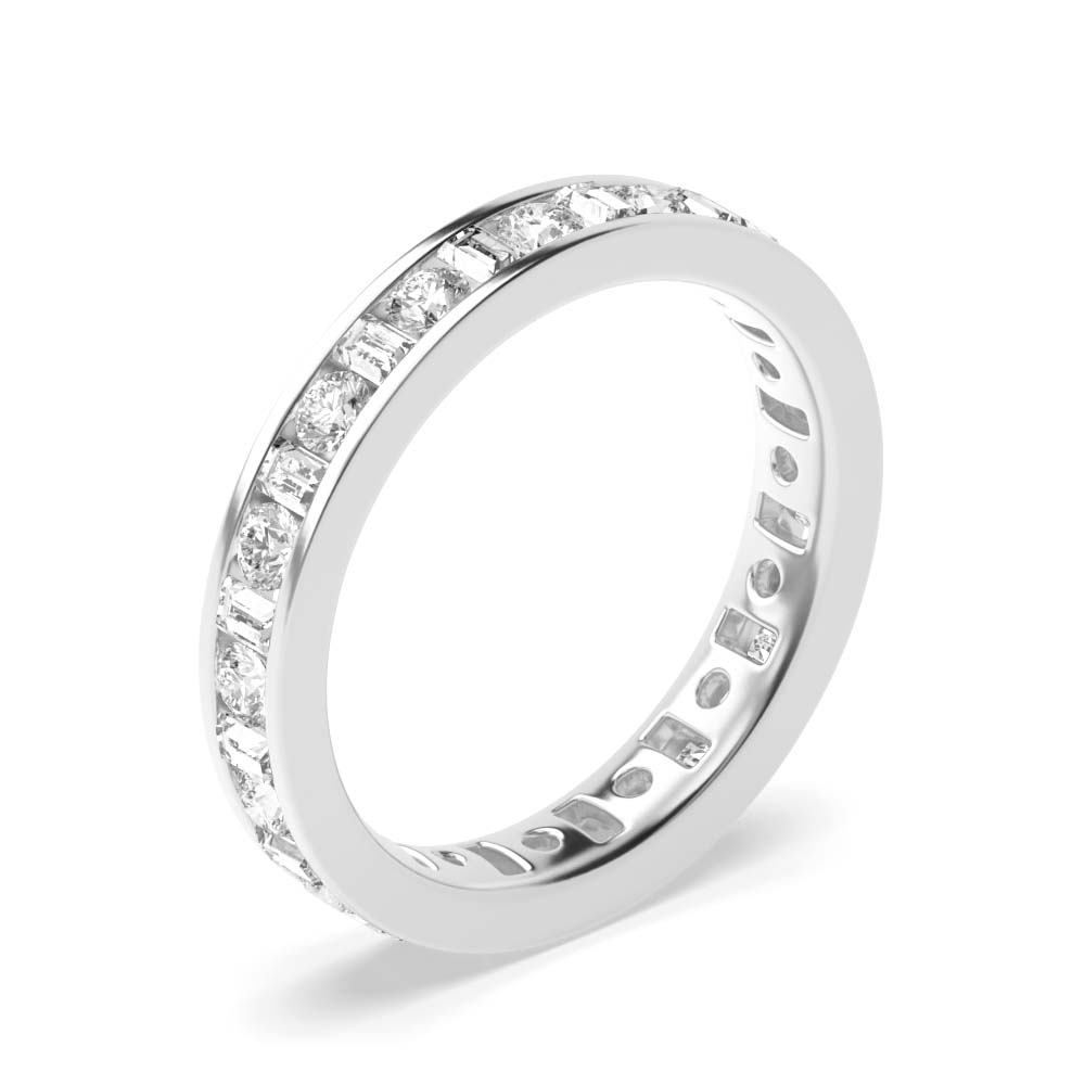 Channel Setting Round/Baguette Full Eternity Moissanite Ring (Available in 2.50mm to 5.0mm)