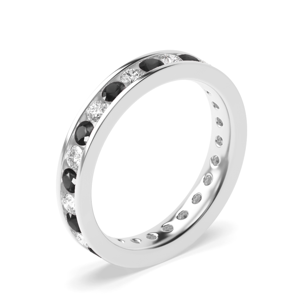 Channel Setting Round Full Eternity Black and White Diamond Rings (Available in 2.5mm to 3.5mm)