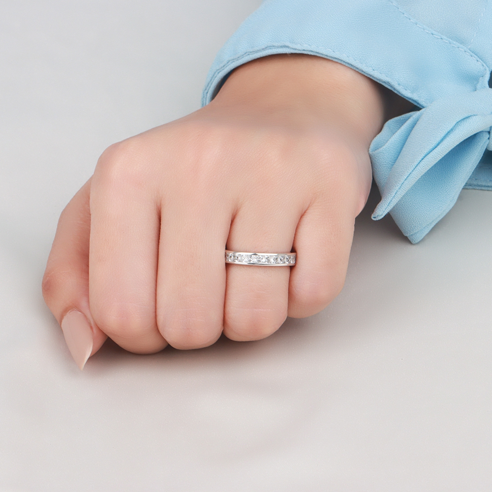 Channel Setting Princess Platinum Full Eternity Diamond Ring