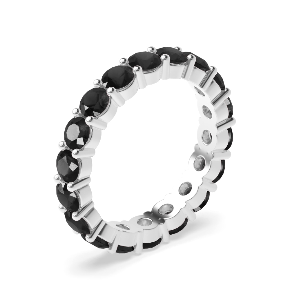 Prong Setting Round Full Eternity Black Diamond Rings (Available in 2.5mm to 3.5mm)