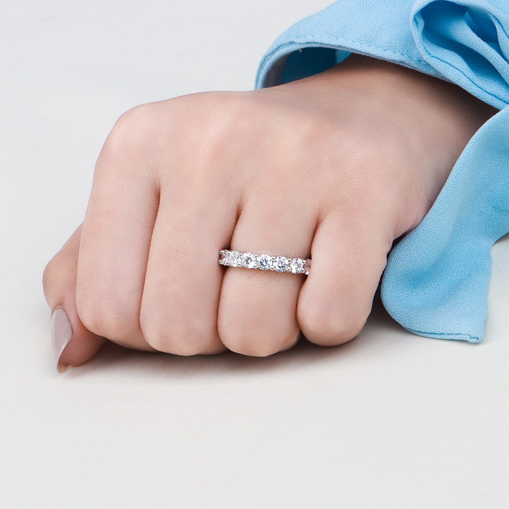 Round Moissanite Full Eternity Diamond Ring