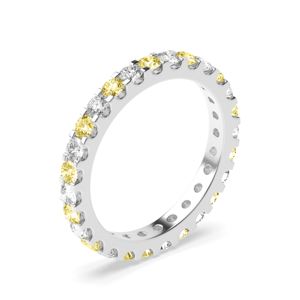 Classic Prong Set Round Full Eaternity Lab Created Fancy Diamond Ring (Available in 2.5mm to 3.5mm)