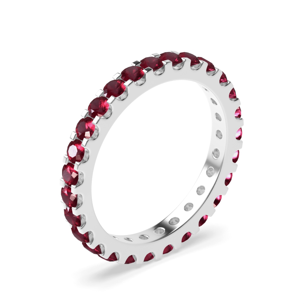Classic Prongs Set Full Eternity Ruby Gemstone Rings (Available in 2.5mm to 3.5mm)