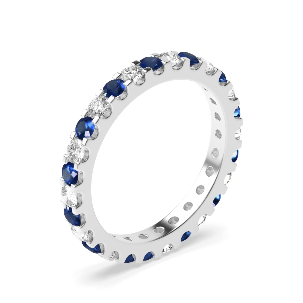 Classic Prongs Set Full Eternity Diamond and Gemstone Sapphire Rings (Available in 2.5mm to 3.5mm)