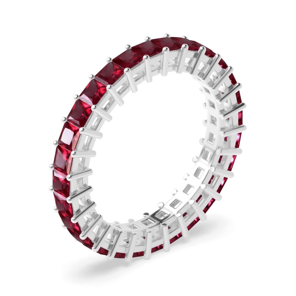 Prong Setting Princess Full Eternity Ruby Ring (Available in 2.5mm to 3.5mm)