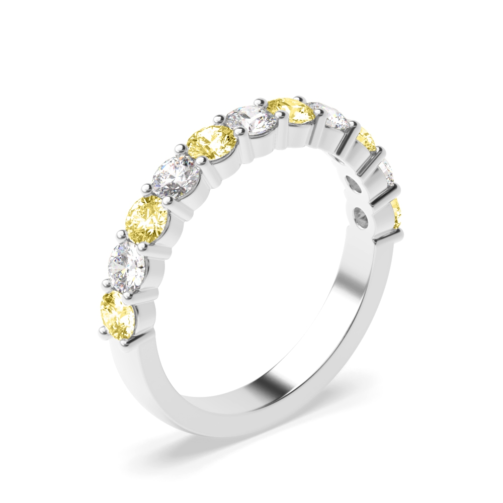 Prong Setting Round Lab Created Fancy Diamond Half Eternity Ring