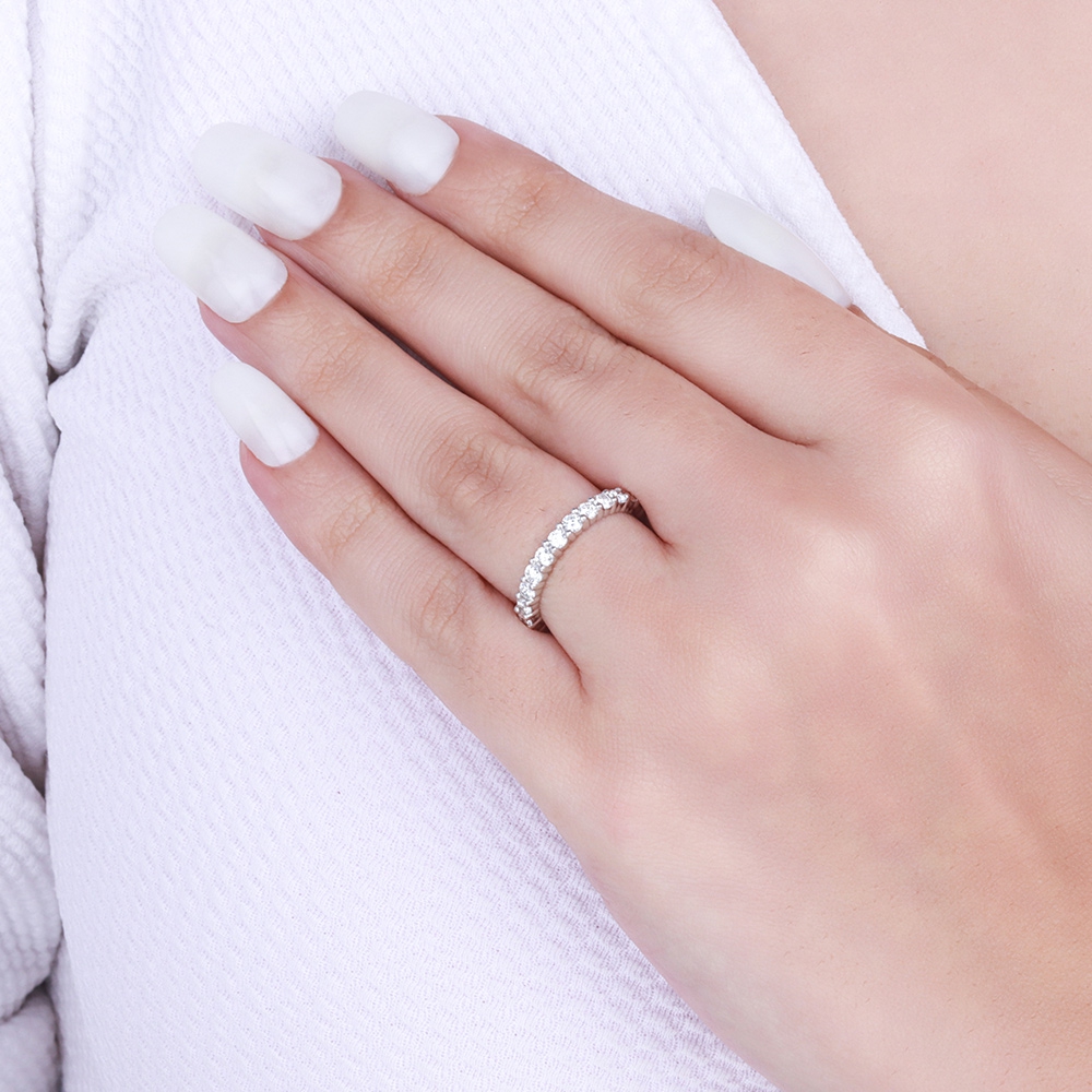 4 Prong Round Twilight Dance Naturally Mined Half Eternity Diamond Ring