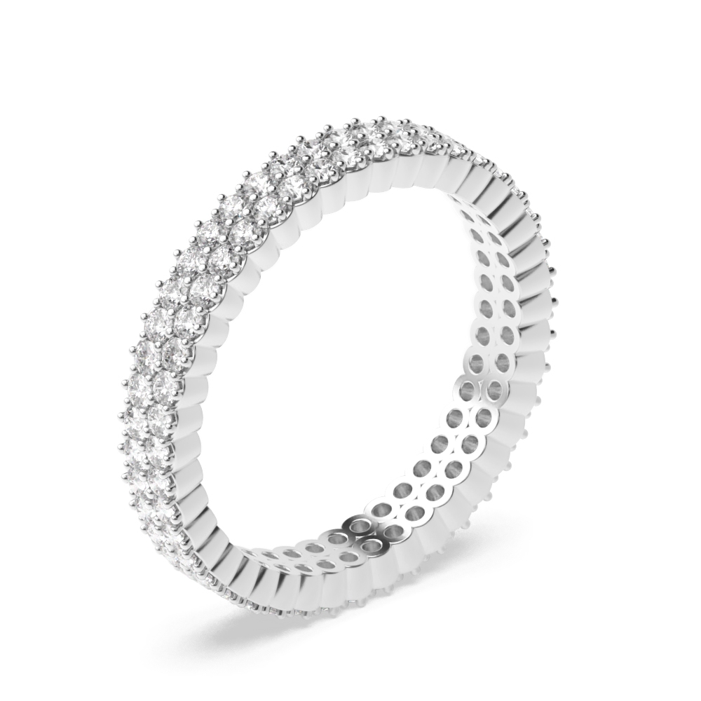 4 Prong Round Shape 2 Row Full Moissanite Eternity Ring (3.00mm)