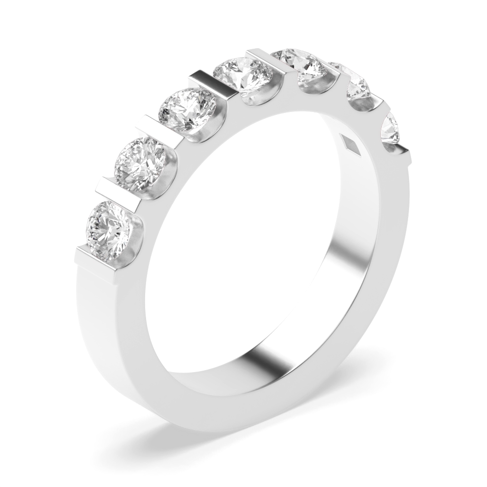 Bar Setting Round Shape 7 Stone Moissanite Rings