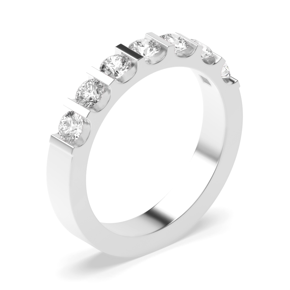 Bar Setting Round Shape 7 Stone Diamond Rings