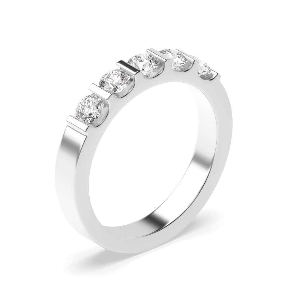 Bar Setting Round Shape 5 Stone Diamond Rings