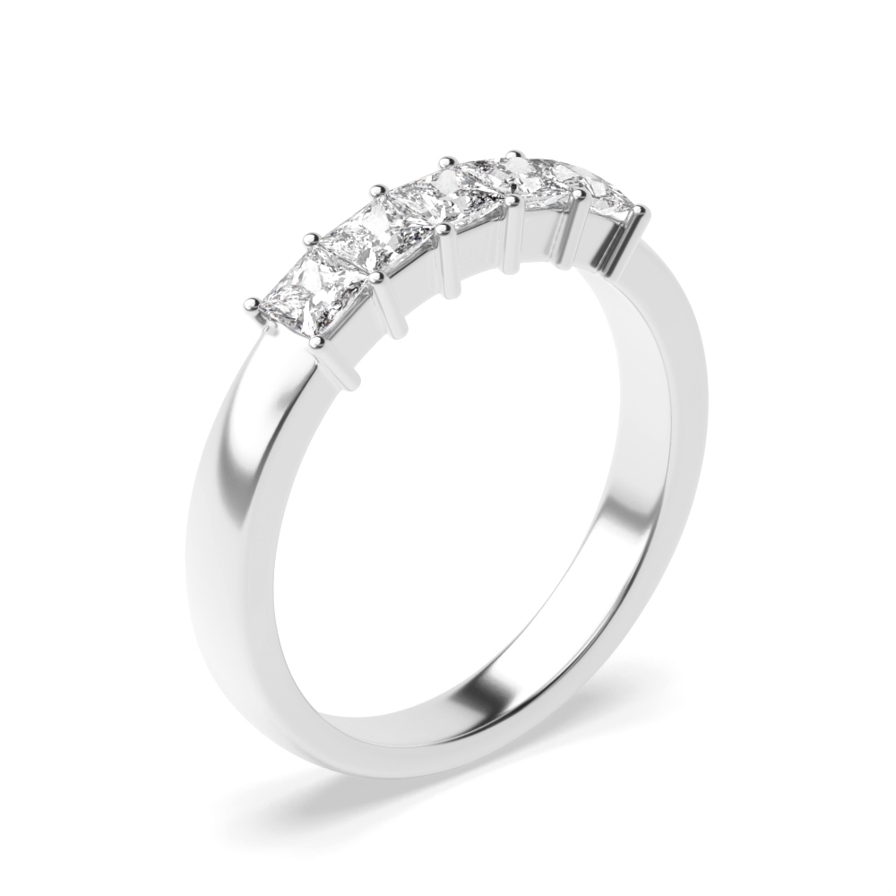 Prong Setting Princess Shape 5 Stone Diamond Rings