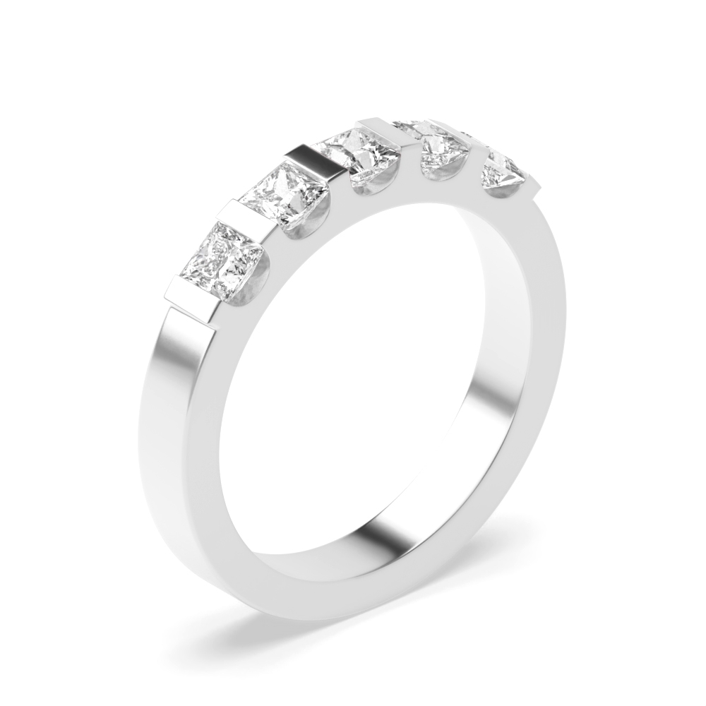 Buy Bar Setting Princess Shape 5 Stone Diamond Rings - Abelini