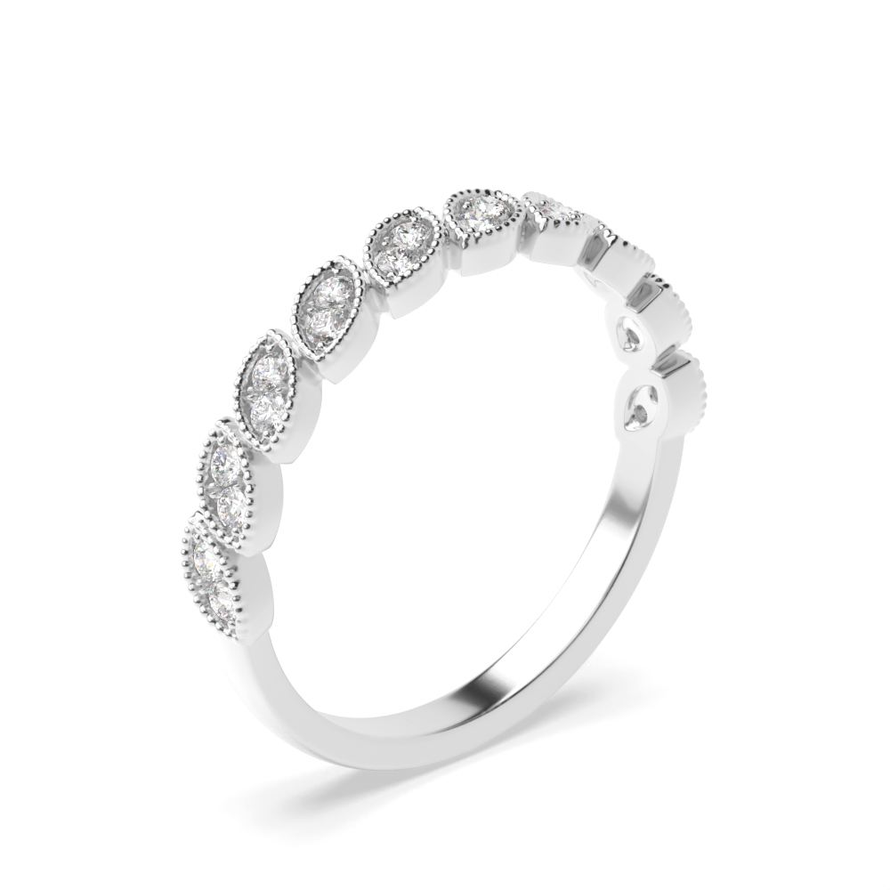 Pave Setting Art Deco Stackable Diamond Wedding Half Eternity Band (3.00mm)