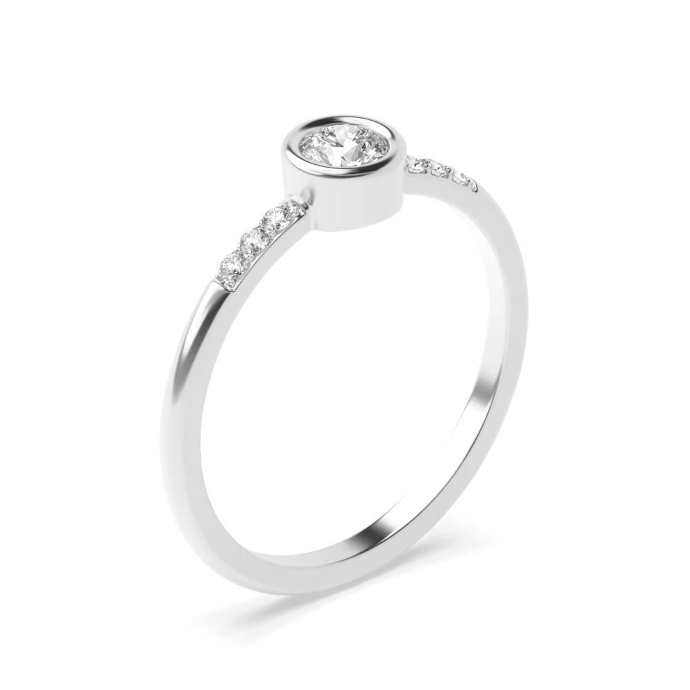 Buy Bezel Setting Round Diamond Side Stone Ring - Abelini
