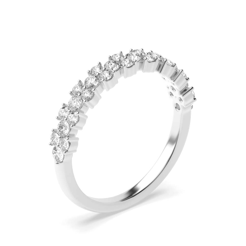 Modern Style Prong Setting Round Shape Half Eternity Designer Rings(3.40Mm)