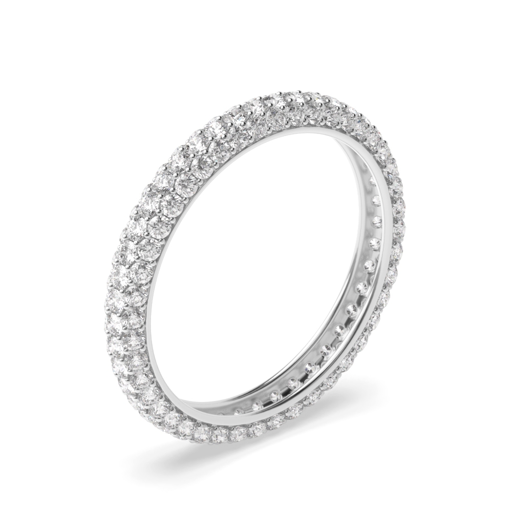 Pave Setting Round Shape Full Eternity Diamond Wedding Rings(3.00MM)