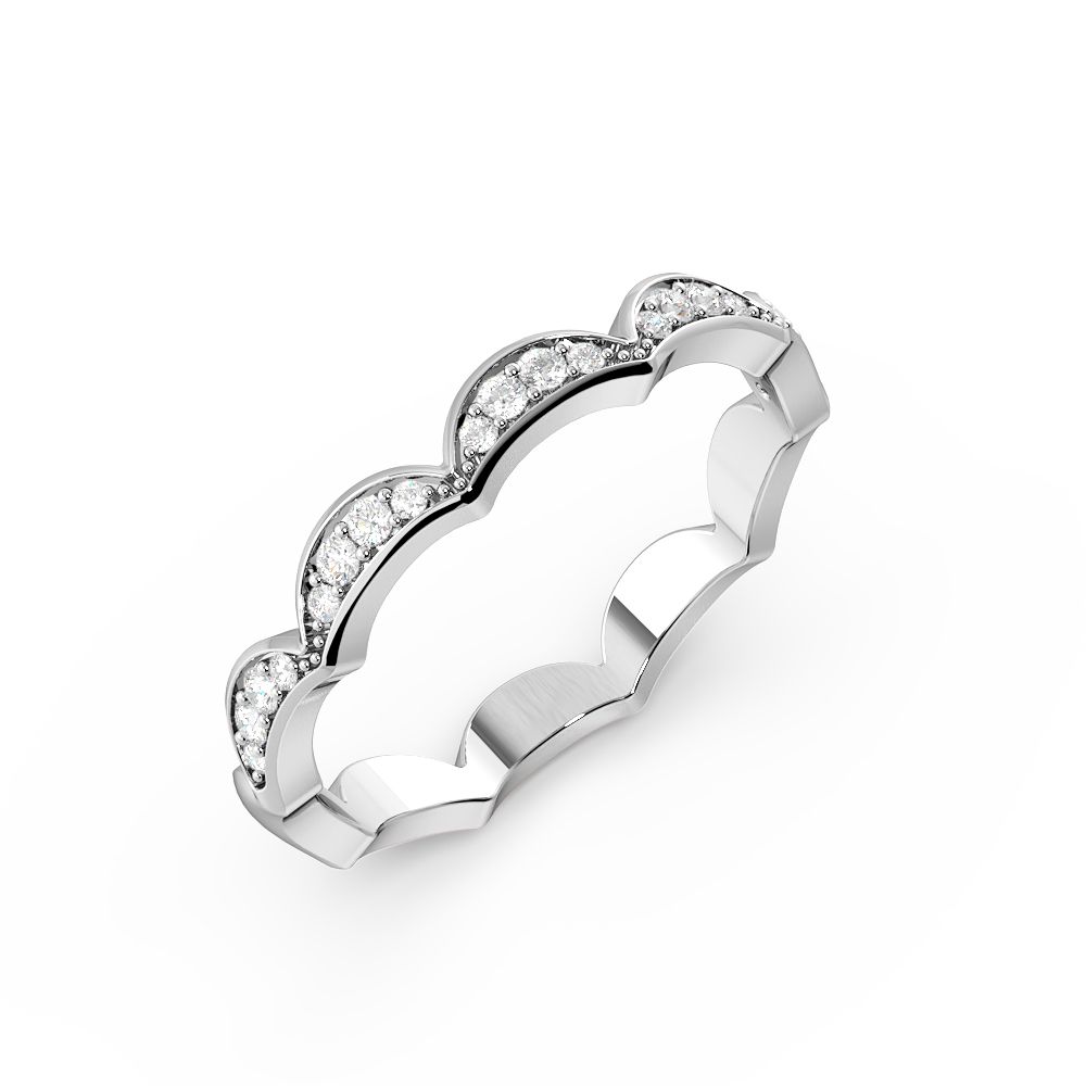 Pave Setting Wave Design Stackable Diamond Full Eternity Wedding Band (2.20mm)