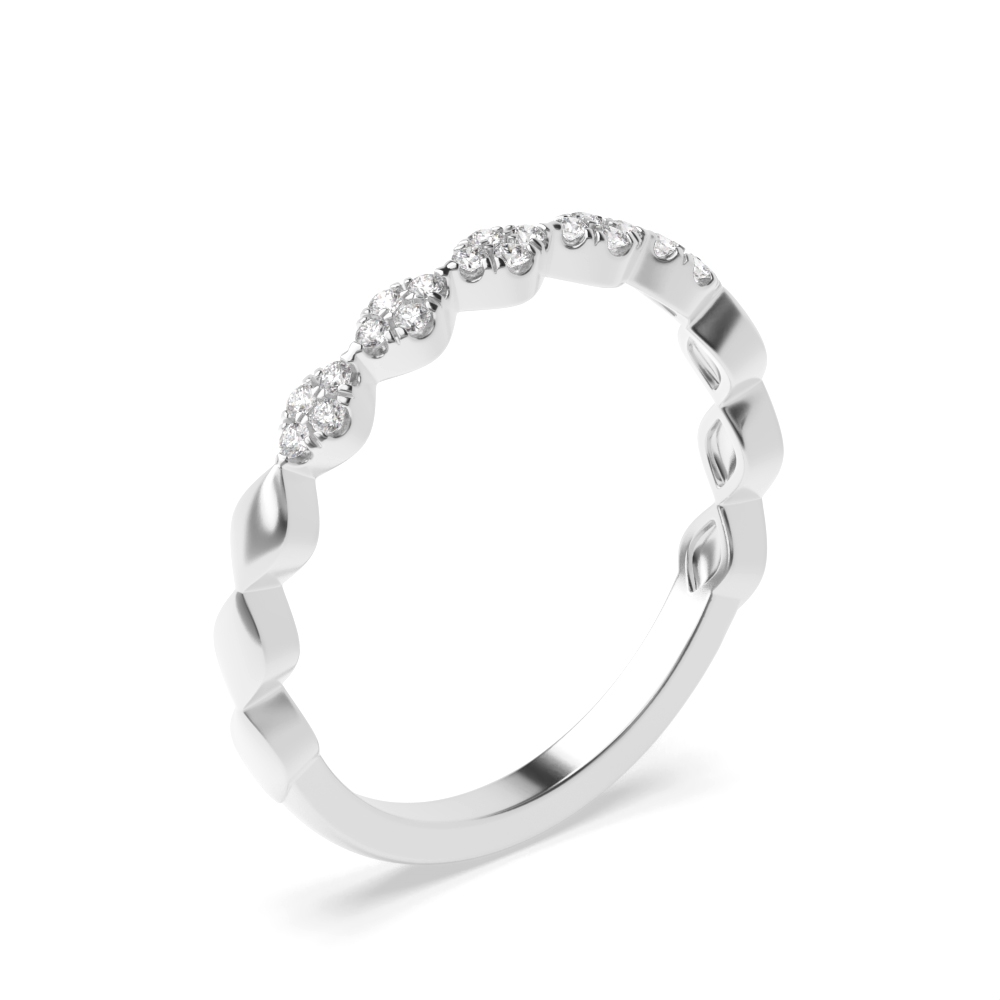 Pave Setting Zig Zag Stackable Fashion Moissanite Half Eternity Ring (2.40mm)