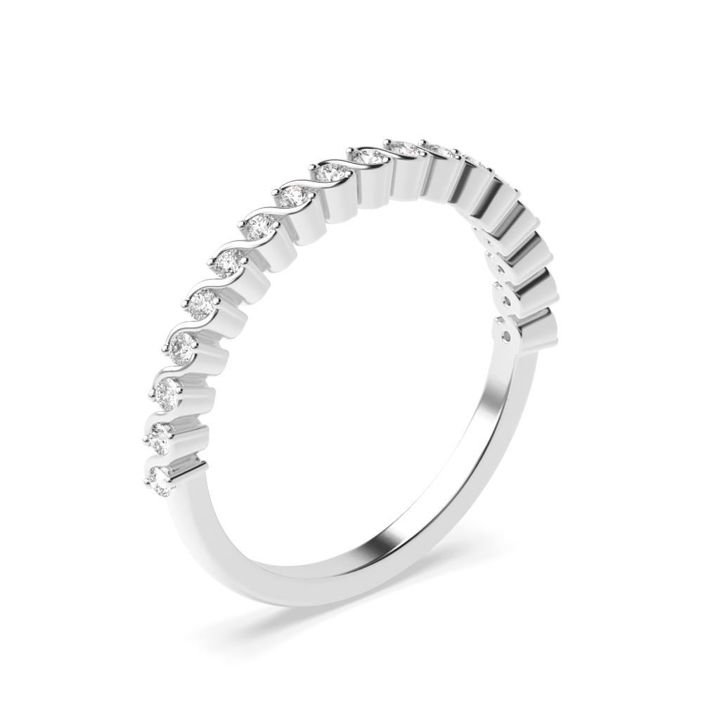 Pave Setting S-Link Designer Diamond Half Eternity Ring for Women (1.90mm)