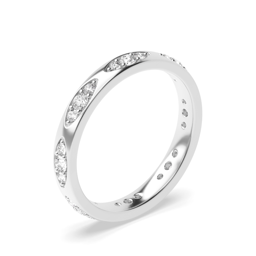 Pave Setting Marquise Shape Slot Diamond Full Eternity Wedding Ring (3.00mm)