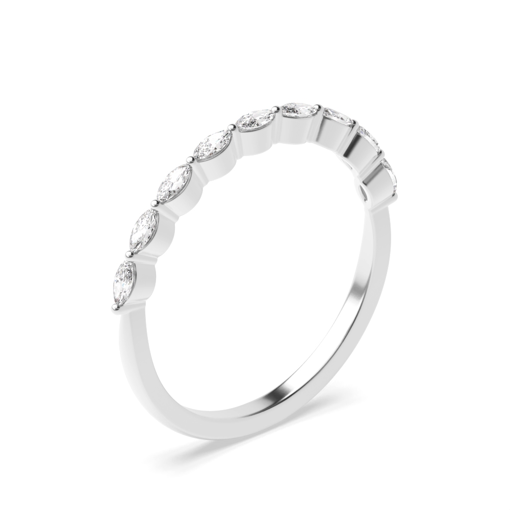 2 Prong Setting Petit Delicate Lab Grown Diamond Half Eternity Ring in Gold & Platinum (1.50mm)